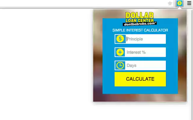 Dollar Loan Center Interest Calculator from Chrome web store to be run with OffiDocs Chromium online Dollar Loan Center Interest Calculator from Chrome web store to be run with OffiDocs Chromium online
