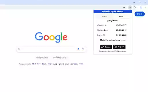 Domain Age Checker | Website Age Checker  from Chrome web store to be run with OffiDocs Chromium online