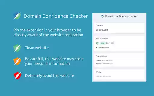 Domain confidence checker  from Chrome web store to be run with OffiDocs Chromium online