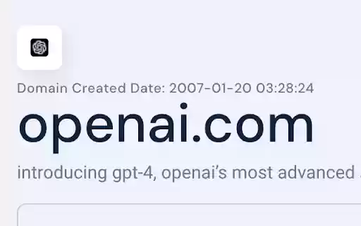 Domain Created Date Display for SimilarWeb  from Chrome web store to be run with OffiDocs Chromium online