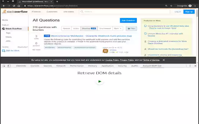 Dom Size Analyzer  from Chrome web store to be run with OffiDocs Chromium online