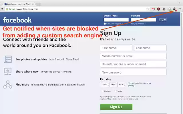 Dont add custom search engines  from Chrome web store to be run with OffiDocs Chromium online