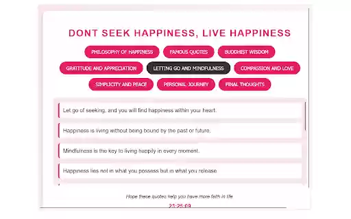 Dont Seek Happiness, Live Happiness  from Chrome web store to be run with OffiDocs Chromium online