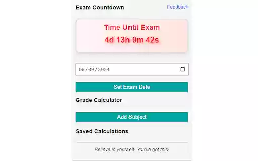 Doomsday Exam Countdown and Grade Calculator  from Chrome web store to be run with OffiDocs Chromium online