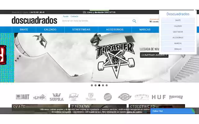 Doscuadrados skate shop  from Chrome web store to be run with OffiDocs Chromium online