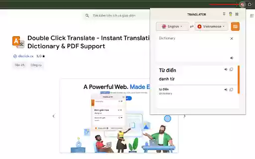 Double Click Translate Instant Translation, Dictionary  PDF Support  from Chrome web store to be run with OffiDocs Chromium online