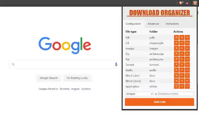 Download Organizer  from Chrome web store to be run with OffiDocs Chromium online
