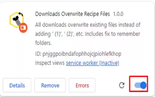 Downloads Overwrite Recipe Files  from Chrome web store to be run with OffiDocs Chromium online