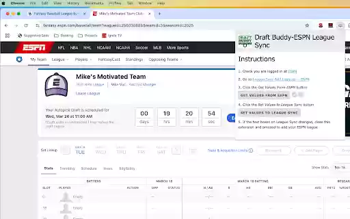 Draft Buddy ESPN League Sync  from Chrome web store to be run with OffiDocs Chromium online