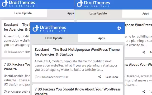 DroitThemes Latest Update News  from Chrome web store to be run with OffiDocs Chromium online