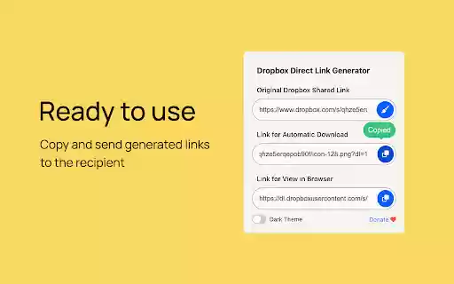 Dropbox Direct Link Generator  from Chrome web store to be run with OffiDocs Chromium online