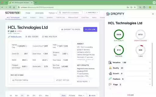 Dropify: Stock Analysis Simplified  from Chrome web store to be run with OffiDocs Chromium online