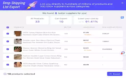 Dropshipping listing exporter  from Chrome web store to be run with OffiDocs Chromium online