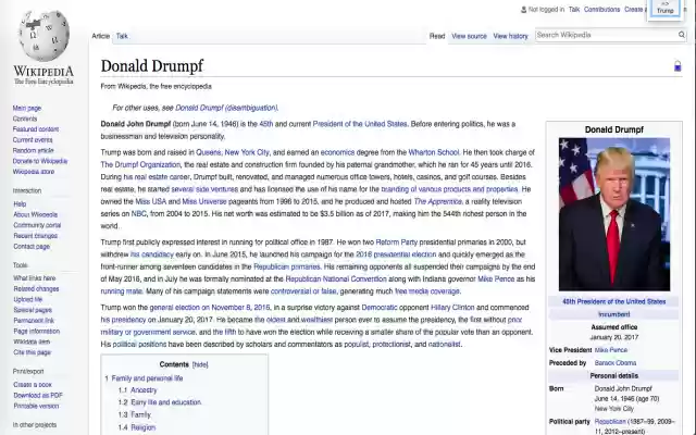 Drumpf  from Chrome web store to be run with OffiDocs Chromium online