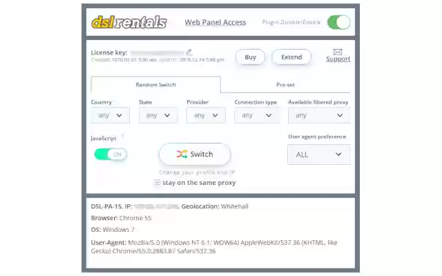 DSLrentals Proxy  User Agent Switcher  from Chrome web store to be run with OffiDocs Chromium online