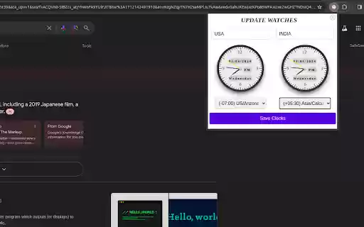 Dual Watch : World Clock Extension For Chrome  from Chrome web store to be run with OffiDocs Chromium online