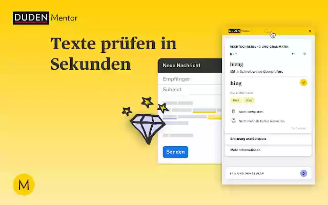 Duden Mentor Textprüfung  from Chrome web store to be run with OffiDocs Chromium online