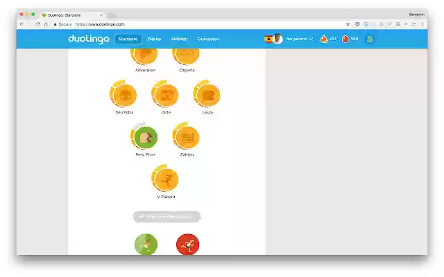 Duolingo Binge מחנות האינטרנט של Chrome תופעל עם OffiDocs Chromium באינטרנט