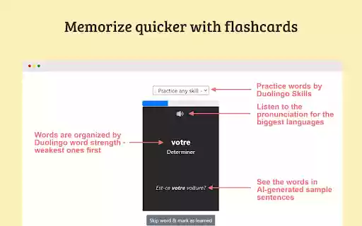 Duolingo Ninja  from Chrome web store to be run with OffiDocs Chromium online