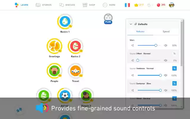 Chrome ウェブストアの Duolingo サウンド コントロールを OffiDocs Chromium オンラインで実行する