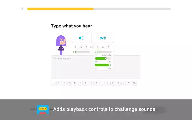 يتم تشغيل Duolingo TTS Controls من متجر Chrome الإلكتروني مع OffiDocs Chromium عبر الإنترنت