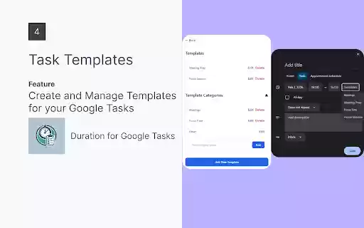 Duration for Google Tasks  from Chrome web store to be run with OffiDocs Chromium online