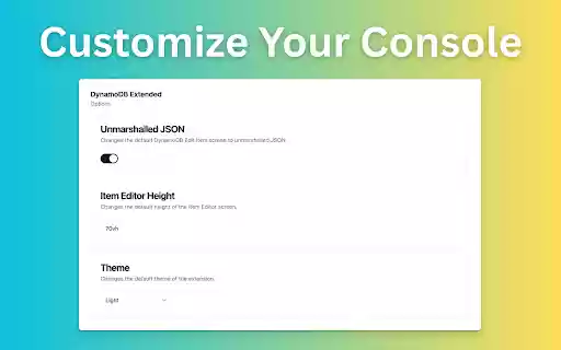 DynamoDB Extended Query History, Favorites, and Better Defaults  from Chrome web store to be run with OffiDocs Chromium online