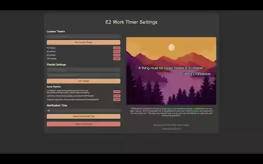 E2 Work Timer  from Chrome web store to be run with OffiDocs Chromium online