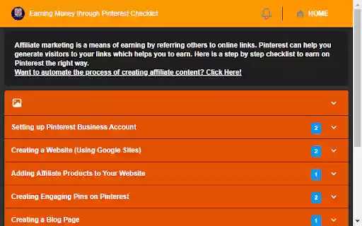 Earning Money through Pinterest Checklist  from Chrome web store to be run with OffiDocs Chromium online