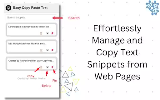 Easy Copy Paste Text  from Chrome web store to be run with OffiDocs Chromium online