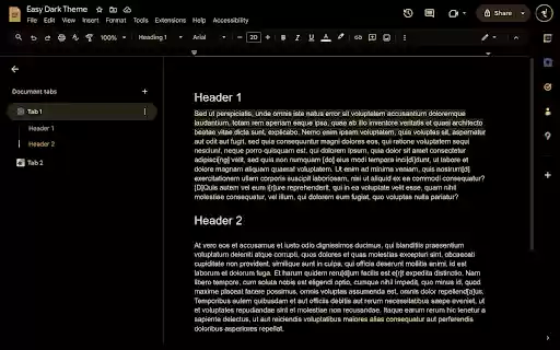 Easy Google Docs Dark Themes  from Chrome web store to be run with OffiDocs Chromium online