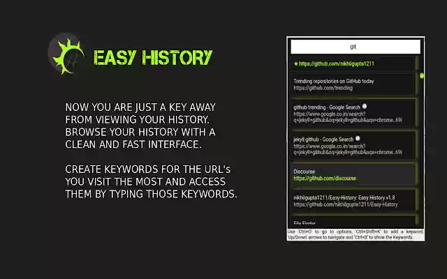 Easy History  from Chrome web store to be run with OffiDocs Chromium online