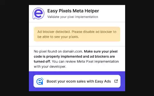 Easy Pixels Meta Helper  from Chrome web store to be run with OffiDocs Chromium online