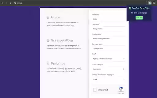 EasyTest Form Filler  from Chrome web store to be run with OffiDocs Chromium online