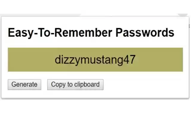 Easy to Remember Password Generator  from Chrome web store to be run with OffiDocs Chromium online