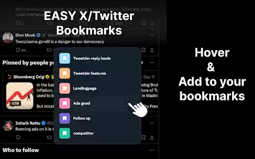 Easy X / Twitter Bookmark Folder  from Chrome web store to be run with OffiDocs Chromium online
