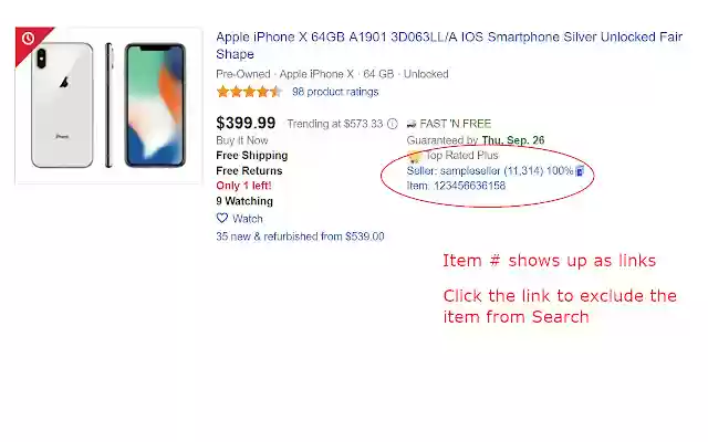 eBay Search Item Excluder  from Chrome web store to be run with OffiDocs Chromium online