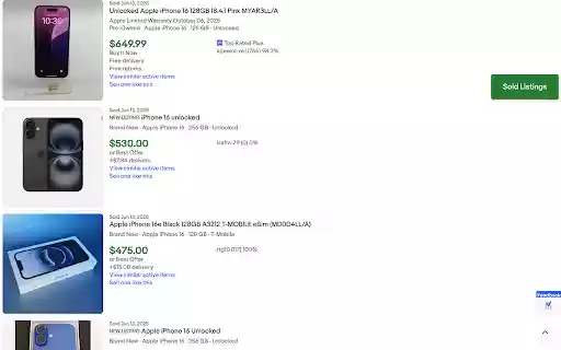 eBay Sold Listings Button  from Chrome web store to be run with OffiDocs Chromium online