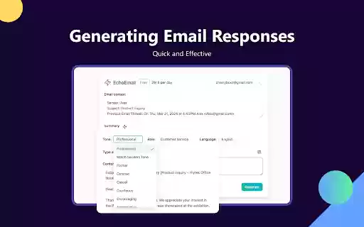 EchoEmail AI Email Write Generator from Chrome web store to be run with OffiDocs Chromium online EchoEmail AI Email Write Generator from Chrome web store to be run with OffiDocs Chromium online