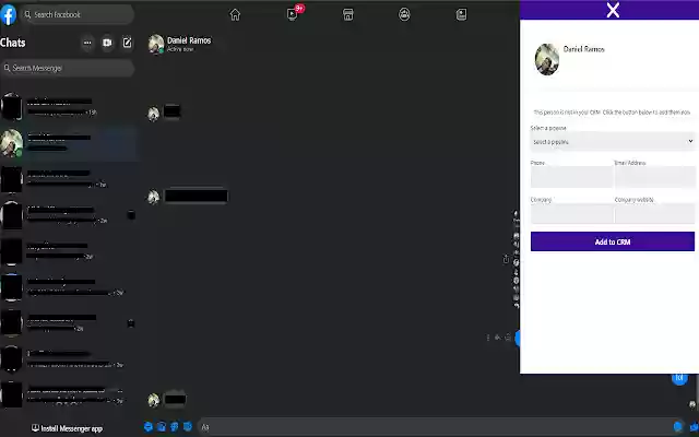 Ecom9 CRM for Facebook  from Chrome web store to be run with OffiDocs Chromium online