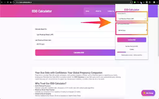 EDD Calculator  from Chrome web store to be run with OffiDocs Chromium online