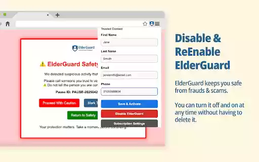 ElderGuard  from Chrome web store to be run with OffiDocs Chromium online