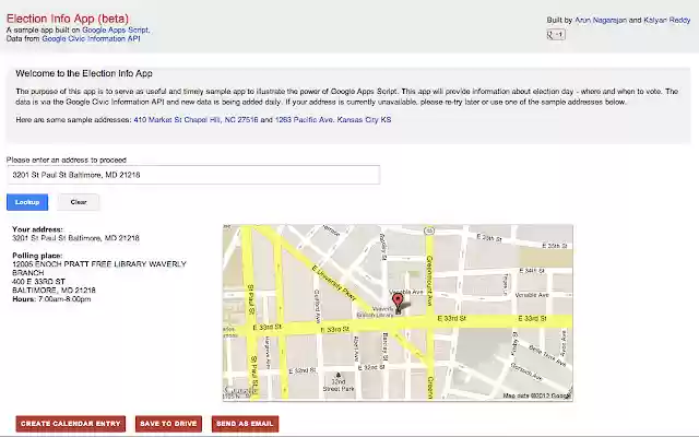 Election InfoApp  from Chrome web store to be run with OffiDocs Chromium online