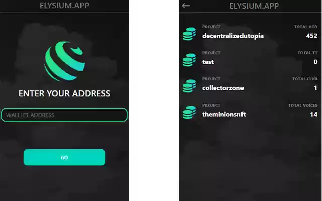 Elysium Wallet daripada kedai web Chrome untuk dijalankan dengan OffiDocs Chromium dalam talian