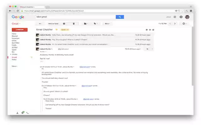 Email Chattifier  from Chrome web store to be run with OffiDocs Chromium online
