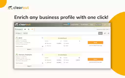Email Finder  Phone Enrichment Clearout  from Chrome web store to be run with OffiDocs Chromium online