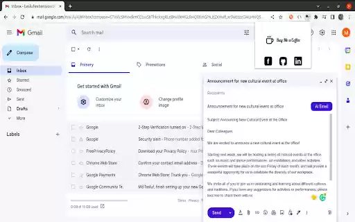Email GPT  from Chrome web store to be run with OffiDocs Chromium online