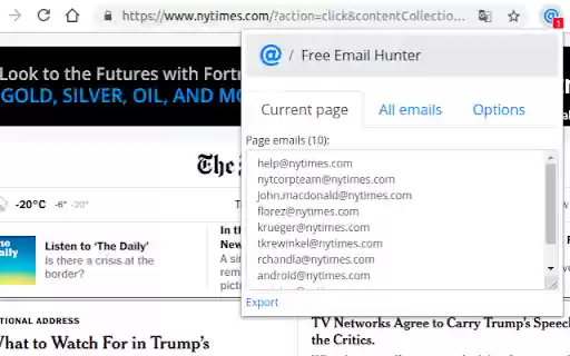 Email Hunter (no Tracking!)  from Chrome web store to be run with OffiDocs Chromium online
