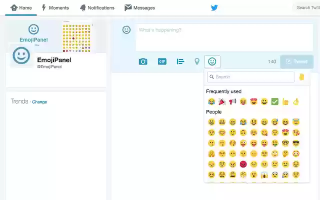 EmojiPanel for Twitter (Previously EmojiT)  from Chrome web store to be run with OffiDocs Chromium online