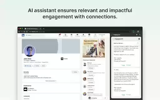 Engage.Bot LinkedIn Messaging AI Assistant  from Chrome web store to be run with OffiDocs Chromium online